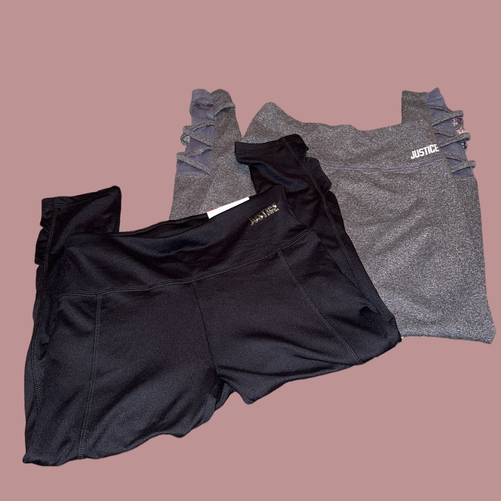 (2) Justice Leggings 14/16 Long and Cropped